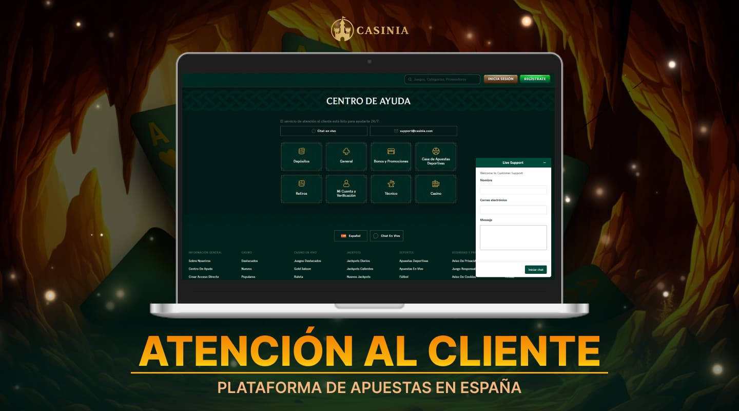 El servicio de atenci&oacute;n al cliente de Casinia Casino est&aacute; disponible en cualquier momento para resolver cualquier situaci&oacute;n.